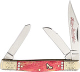 Rough Rider Hello Series Stockman Pink Bone Handle Folding Blades Knife 1603