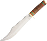 Rough Rider Bowie Fixed Clip Blade Stacked Leather Pakkawood Handle Knife 1639