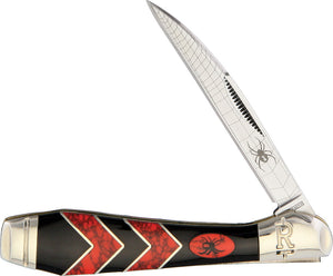Rough Rider Red & Black Widow Spider Handle Folding Wharncliffe Blade Knife 1675