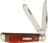 Rough Rider Mini Trapper Red Picked Bone Stainless Folding Blades Knife 1678