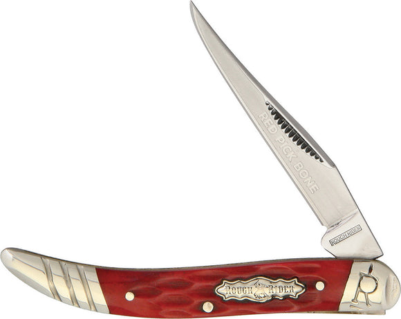 Rough Rider Red Picked Bone Handle Mini Toothpick Folding Clip Blade Knife 1680