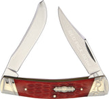 Rough Rider Red Picked Bone Handle Moose Stainless Folding Blades Knife 1687