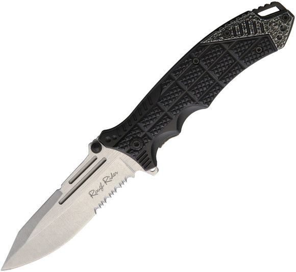 Blade Back Handle Rough Rider Linerlock A/O Folding Part Serrated Blade Black Handle Kni ...
