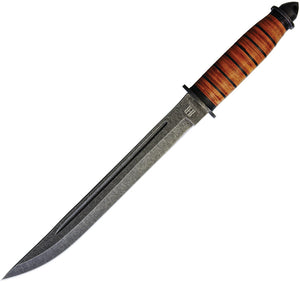 Rough Rider 16.5" Large Black Stainless Fixed Blade Leather Handle Knife 1719