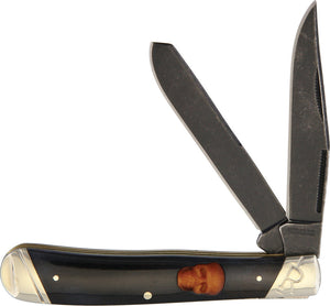 Rough Rider Blackbeard Legacy Trapper Bone Skull Handle Folding Blade Knife 1725