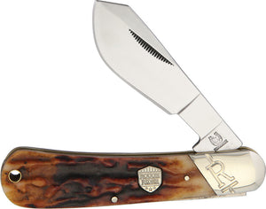 Rough Rider Cotton Sampler Brown Stag Bone Handle Folding Belly Blade Knife 1727