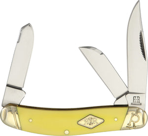 Rough Rider Sowbelly Carbon Steel 3-Blade Yellow Folding Pocket Knife 1733