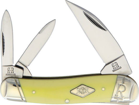 Rough Rider Classic Carbon Swayback Slipjoint Yellow Folding Pocket Knife 1741