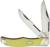 Rough Rider Folding Hunter Yellow Handle Carbon Steel Folding Blades Knife 1742