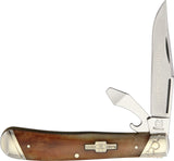 Rough Rider Tailgate Trapper Brown Bone Handle Stainless Folding Knife 1746