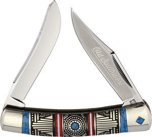 Rough Ryder Old Southwest Large Moose Red/Blue Folding Stainless Knife 1754