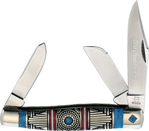 Rough Ryder Old Southwest Stockman Red/Blue Folding Stainless Knife 1756