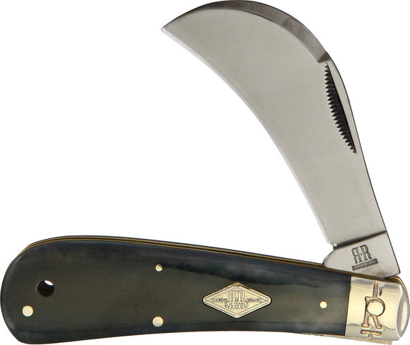 Rough Rider Black Handle Titanium Stainless Hawkbill Folding Blade Knife 1770
