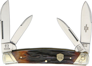 Rough Rider Small Congress 440 Brown Stag Bone Folding Pocket Knife 1796