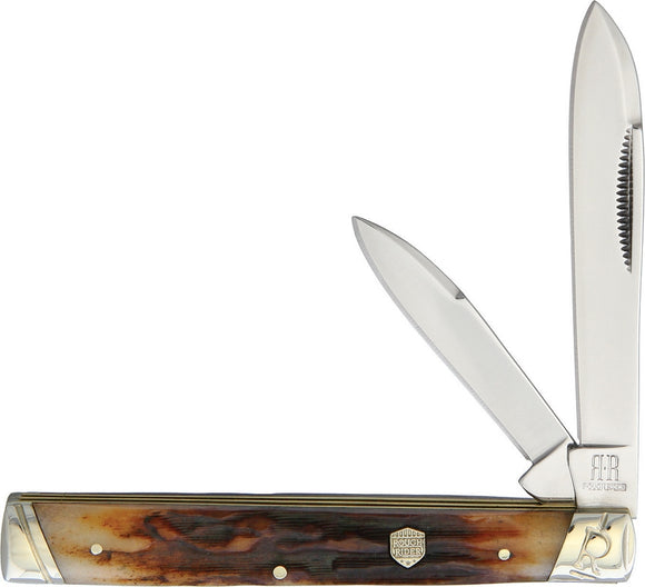 Rough Ryder Doctors Brown Stag Bone Folding Stainless Spear/Pen Knife 1802