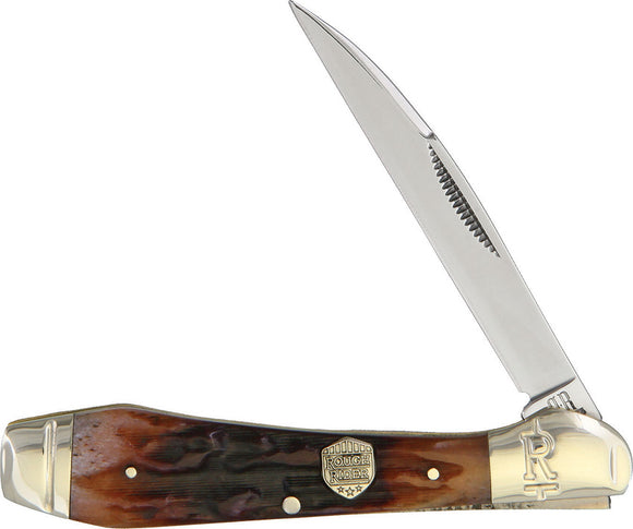 Rough Rider Brown Stag Bone Handle Stainless Folding Wharncliffe Knife 1803