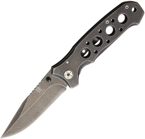 Rough Rider Linerlock Black Stonewash Stainless Folding Drop Pt Blade Knife 1811