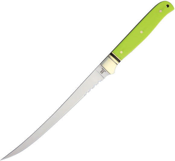 Rough Rider Neon Green G10 Stainless Full Tang Fillet Knife with Sheath 1816