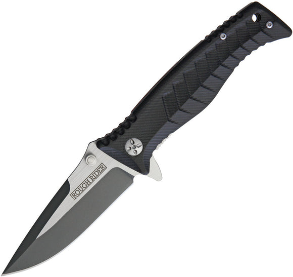 Rough Rider Two-tone Stainless Black G10 Linerlock Folding Pocket Knife 1822