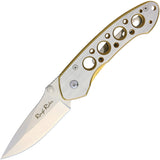 Rough Rider Linerlock Brushed Stainless Handle Satin Folding Blade Knife 1850