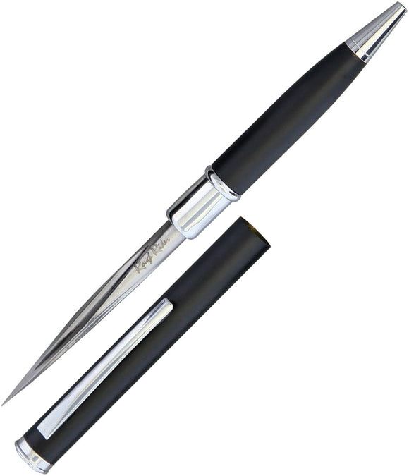 Rough Rider Black Standard Writing Ink Pen w/ Cap Off Twisted Stainless Knife Blade 1853
