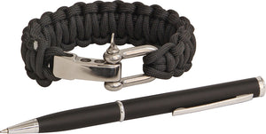 Rough Rider Silver Pen & Black Paracord Survival Bracelet Combo 1854