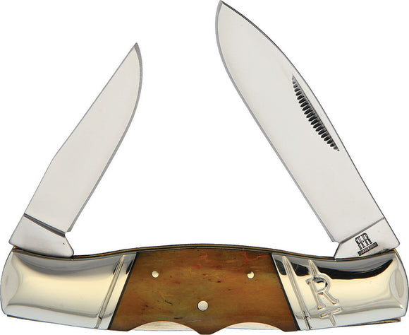 Rough Ryder Double Lock Amber Bone Folding Pocket Knife 1897