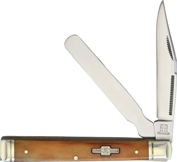 Rough Rider Doctors Smooth Tobacco Bone Clip & Spatula Folding Pocket Knife 1905
