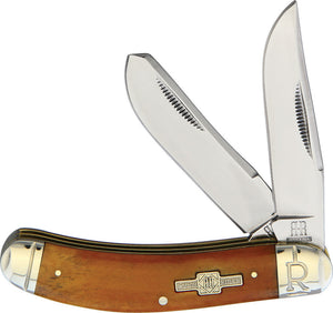 Rough Ryder Sowbelly Trapper Tobacco Bone Series Stainless Folding Knife 1908