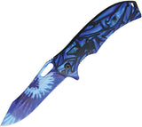 Rough Rider Stainless Assisted Open Blue & Tie Dye Folding Pocket Knife 1912