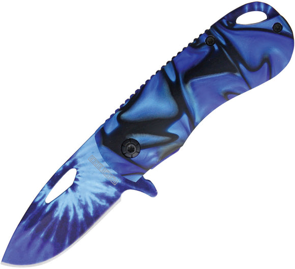 Rough Rider Assisted Open Blue Swirl & Tie Dye Linerlock Folding Knife 1914
