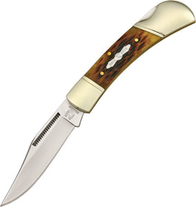 Rough Rider Lockback Amber Jigged Bone Handle Stainless Clip Folding Knife 193