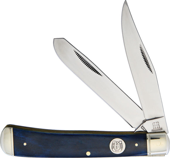 Rough Ryder Trapper Navy Smooth Blue Bone Stainless Folding Knife 1947