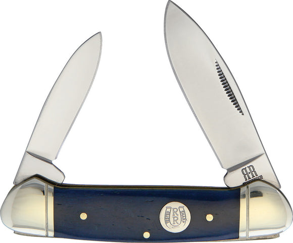 Rough Rider Navy Blue Smooth Bone Canoe Stainless Folding Knife 1949