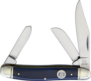 Rough Ryder Stockman Blue Smooth Bone Stainless Folding Knife 1954