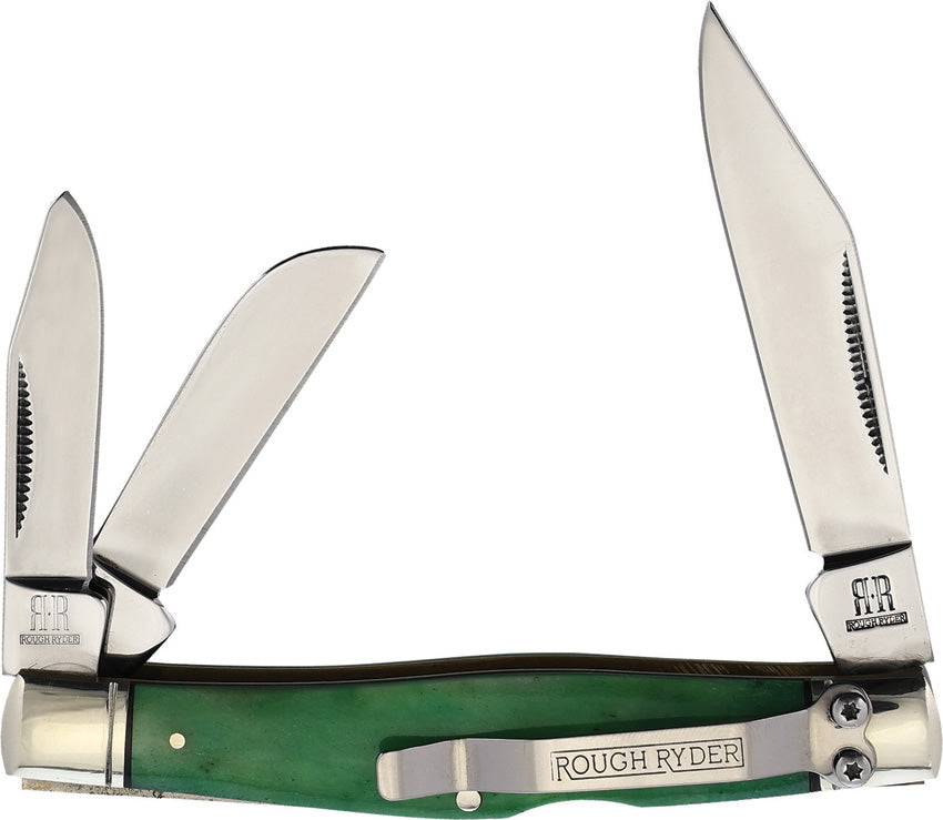 Rough Ryder Working Man Stockman Green Bone Folding 440