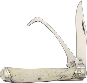 Rough Ryder Equestrian Trapper White Bone Folding Knife 1972
