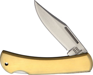 Rough Ryder Brushed Brass Lockback Folding Pocket Knife 1978