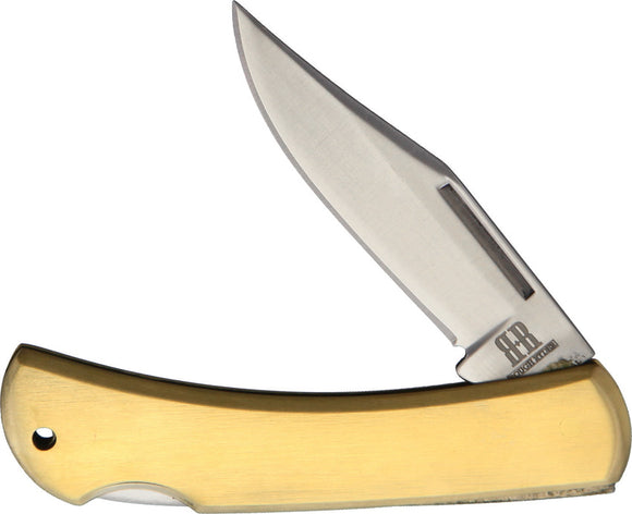 Rough Ryder Brushed Brass Lockback Folding Pocket Knife 1978