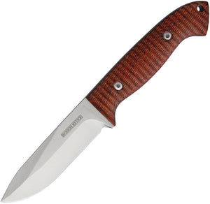 Rough Rider 8.63" Brown Wood Stainless Fixed Blade Knife w/ Belt Sheath 1985