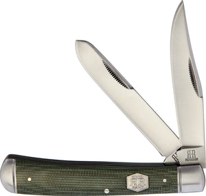 Rough Ryder Trapper Green Micarta Folding Pocket Knife 1990