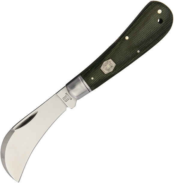 Rough Ryder Hawkbill Green Micarta Folding Pocket Knife 1993