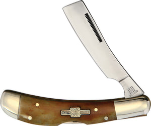 Rough Ryder Lockback Razor Pocket Knife Smooth Amber Folding Stainless 2003