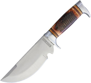 Rough Ryder 10" Skinner Brown Bone Fixed Blade Knife w/ Sheath 2005