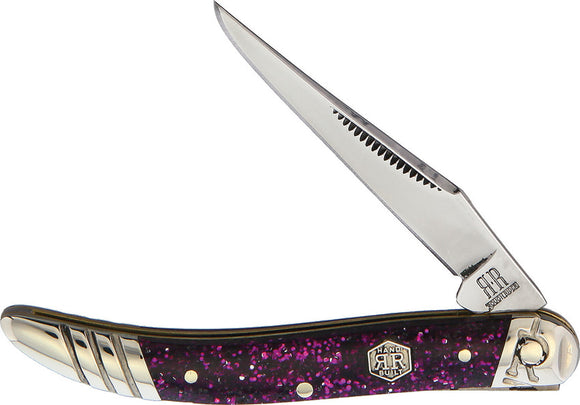 Rough Ryder Purple Sparkle Toothpick Folding Stainless Clip Pt Pocket Knife 2015