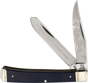 Rough Ryder Patriot Trapper Navy Folding Stainless Clip/Spey Pocket Knife 2028
