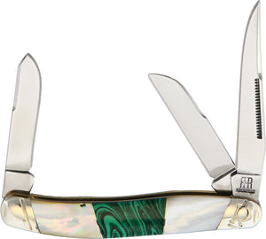 Rough Ryder Stoneworx Stockman Malachite & Pearl Pocket Knife 2031