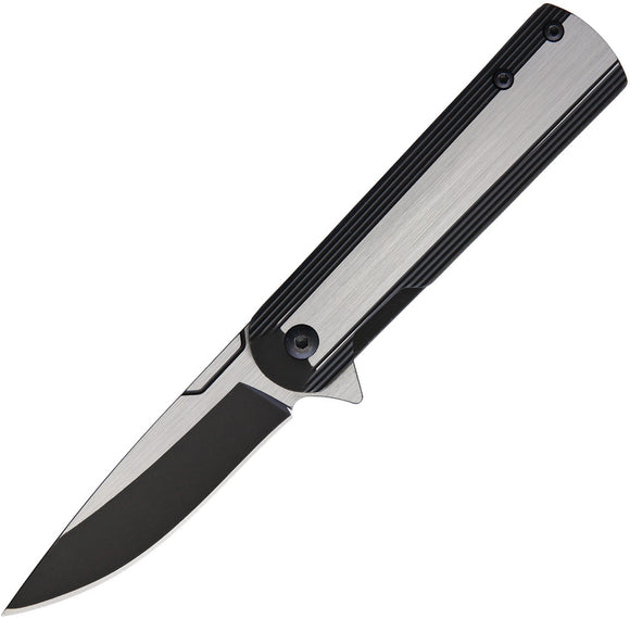 Rough Ryder Framelock Brushed Stainless/Black Folding Drop Pt Pocket Knife 2043