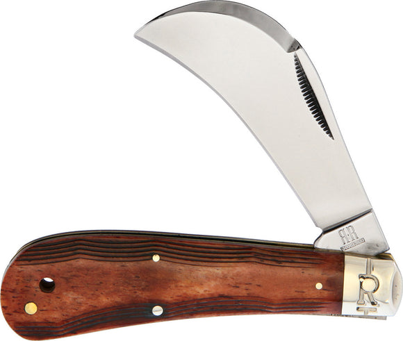 Rough Ryder High Plains Brown Bone Folding Stainless Hawkbill Pocket Knife 2049