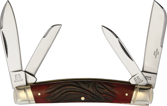 Rough Ryder Congress Red Worm Groove Bone Folding Stainless Pocket Knife 2055